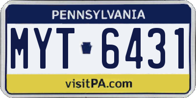 PA license plate MYT6431