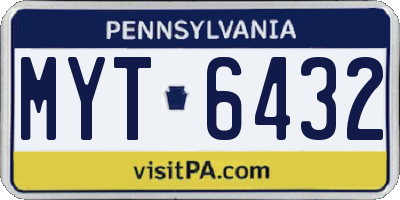PA license plate MYT6432