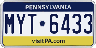 PA license plate MYT6433