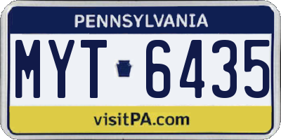 PA license plate MYT6435