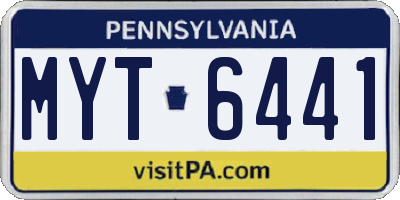 PA license plate MYT6441