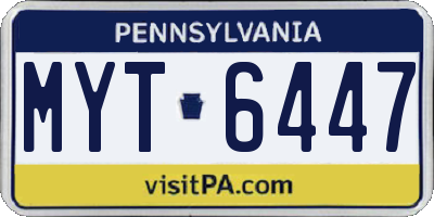 PA license plate MYT6447