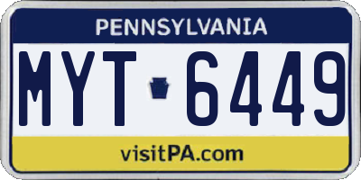 PA license plate MYT6449