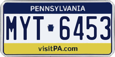 PA license plate MYT6453