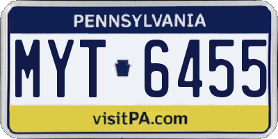 PA license plate MYT6455
