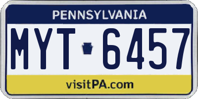 PA license plate MYT6457