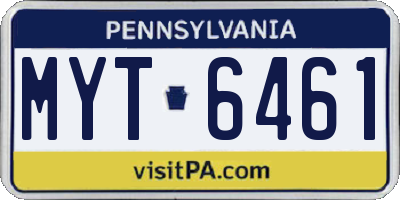 PA license plate MYT6461
