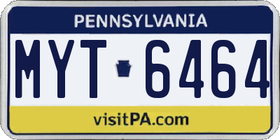 PA license plate MYT6464