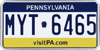 PA license plate MYT6465