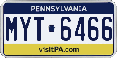 PA license plate MYT6466