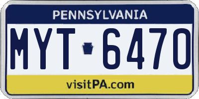 PA license plate MYT6470