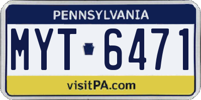 PA license plate MYT6471
