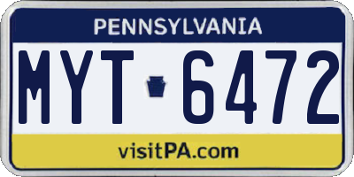 PA license plate MYT6472