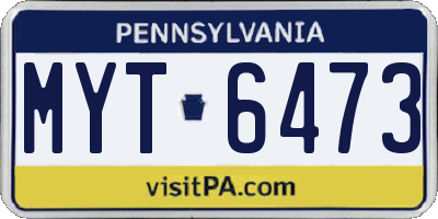 PA license plate MYT6473