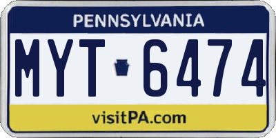 PA license plate MYT6474