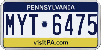 PA license plate MYT6475