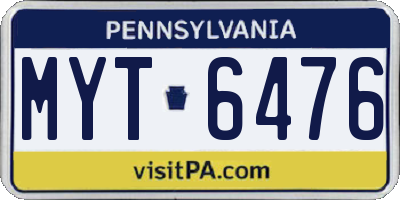 PA license plate MYT6476