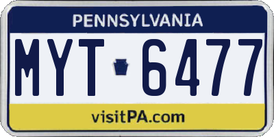 PA license plate MYT6477