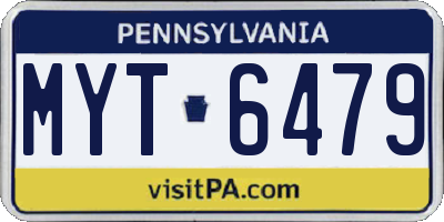 PA license plate MYT6479