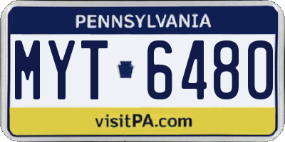PA license plate MYT6480