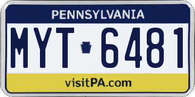 PA license plate MYT6481