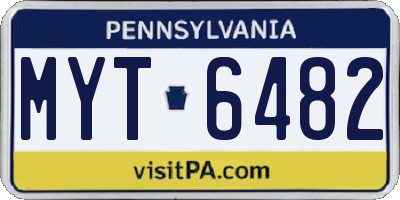 PA license plate MYT6482