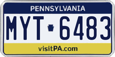 PA license plate MYT6483