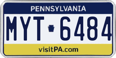 PA license plate MYT6484