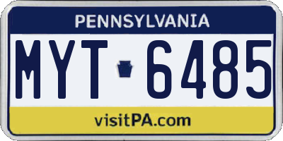 PA license plate MYT6485
