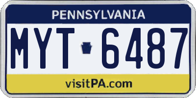 PA license plate MYT6487