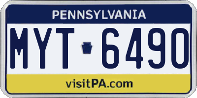 PA license plate MYT6490
