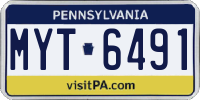 PA license plate MYT6491
