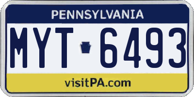 PA license plate MYT6493