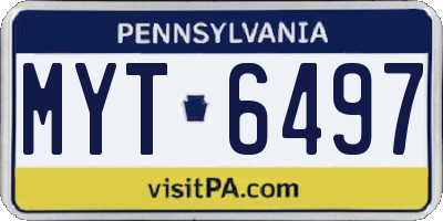 PA license plate MYT6497