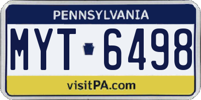 PA license plate MYT6498
