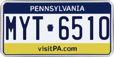 PA license plate MYT6510