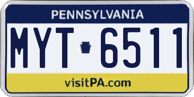 PA license plate MYT6511