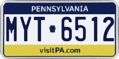 PA license plate MYT6512