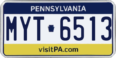 PA license plate MYT6513