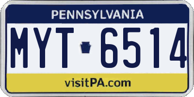 PA license plate MYT6514