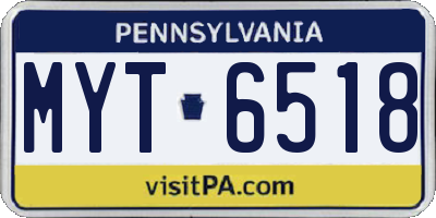 PA license plate MYT6518