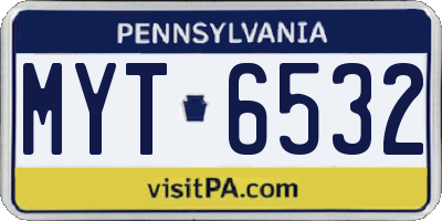 PA license plate MYT6532
