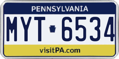 PA license plate MYT6534