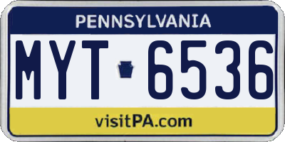 PA license plate MYT6536