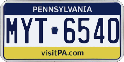 PA license plate MYT6540