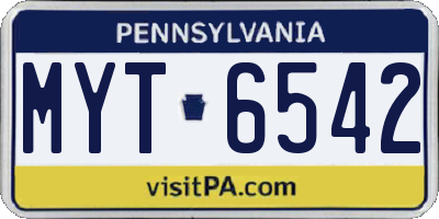 PA license plate MYT6542