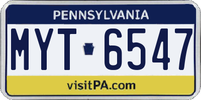 PA license plate MYT6547