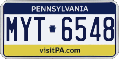 PA license plate MYT6548