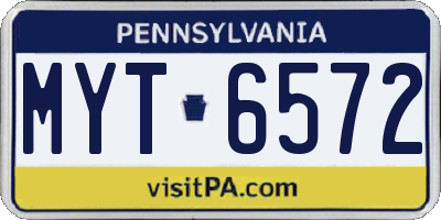 PA license plate MYT6572
