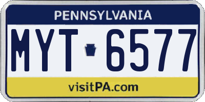 PA license plate MYT6577
